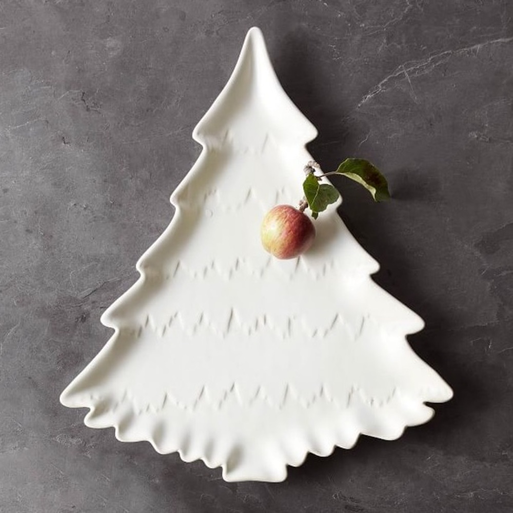NWT Pottery Barn Christmas Tree Stoneware Platter